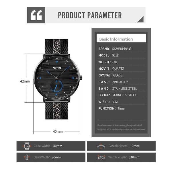 Men Striped Arabic Numeral Mesh Quartz Watch Horizontal Design Orange Watches