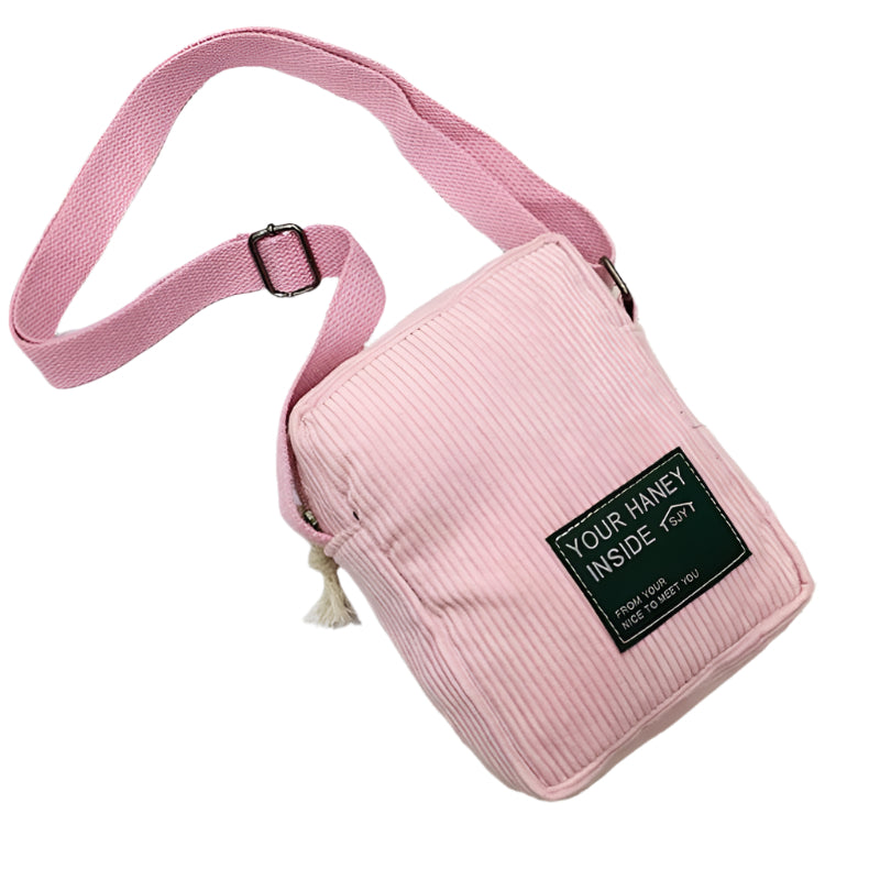 Striped Velvet Crossbody Bag Versatile & Simple Pink Women's Bags & Handbags