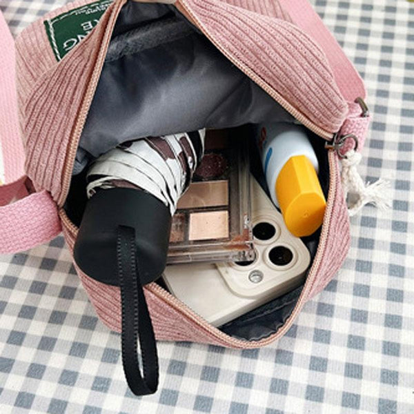 Striped Velvet Crossbody Bag Versatile & Simple Pink Women's Bags & Handbags