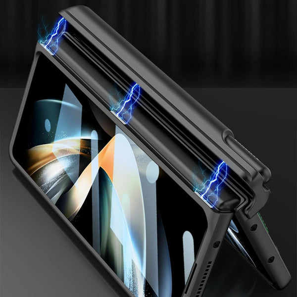 For Samsung Galaxy Z Fold4 5G Shockproof Magnetic Fold Case With Wrist Strap Navy Blue Cases Covers & Skins