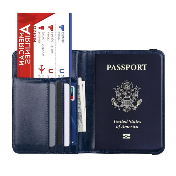 Multi Card Passport Holder Anti Magnetic Wallet Black Wallets