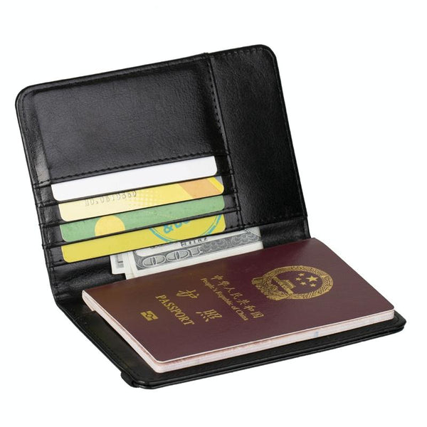 Multi Card Passport Holder Anti Magnetic Wallet Black Wallets