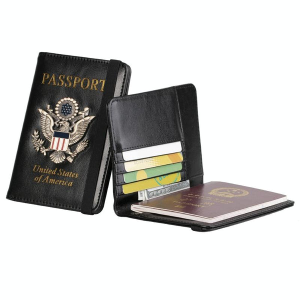 Multi Card Passport Holder Anti Magnetic Wallet Black Wallets