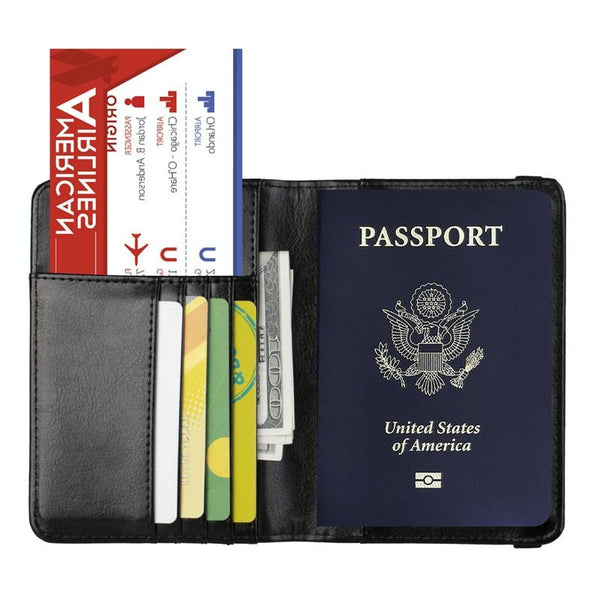 Multi Card Passport Holder Anti Magnetic Wallet Black Wallets