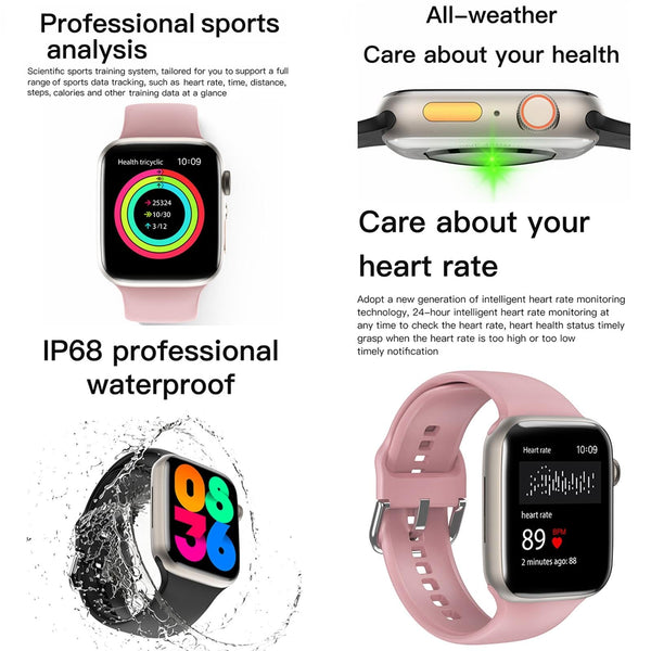 2.01 Inch Waterproof Smart Watch Bt Call / Heart Rate Blood Pressure Oxygen Pink Gold Smart Watches