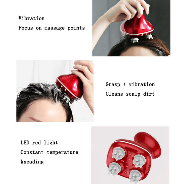 Electric Scalp Massager Multifunctional Vibration Therapy Red Massagers