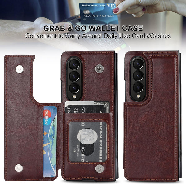 For Samsung Galaxy Z Fold4 5G Full Coverage Double Buckle Phone Case Brown Cases Covers & Skins