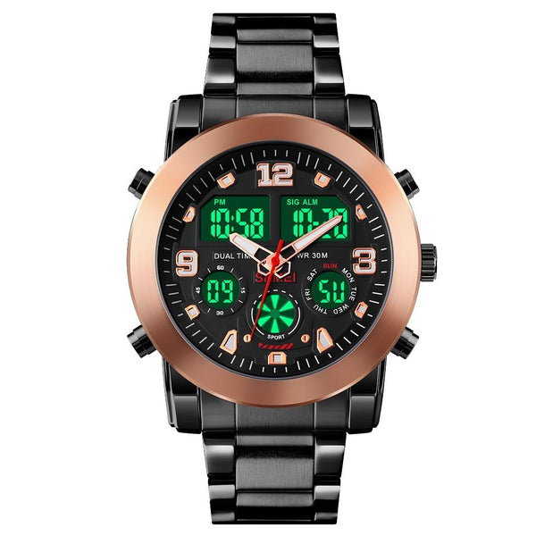 Triple Display Luminous Digital Watch 1642 Silver Watches