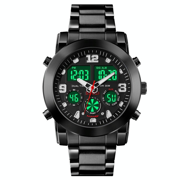 Triple Display Luminous Digital Watch 1642 Silver Watches