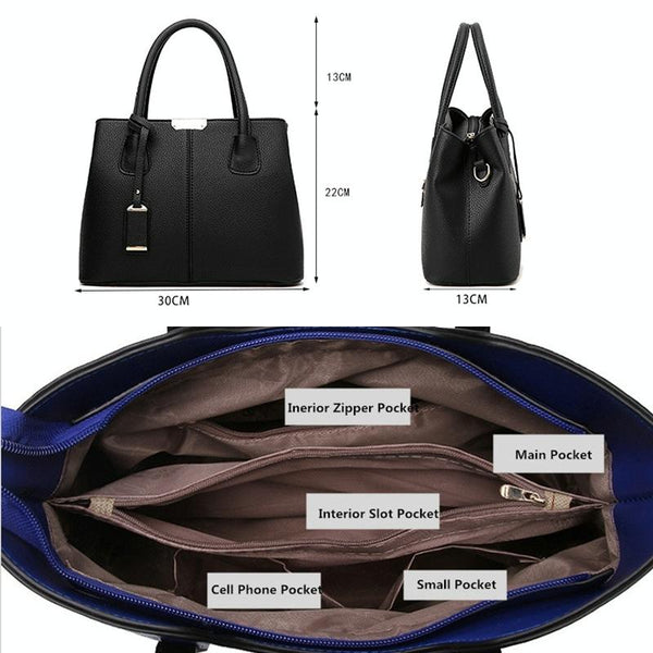 2 In 1 Messenger Bag With Crocodile Pattern And Leather Wallet Dark Blue Bags