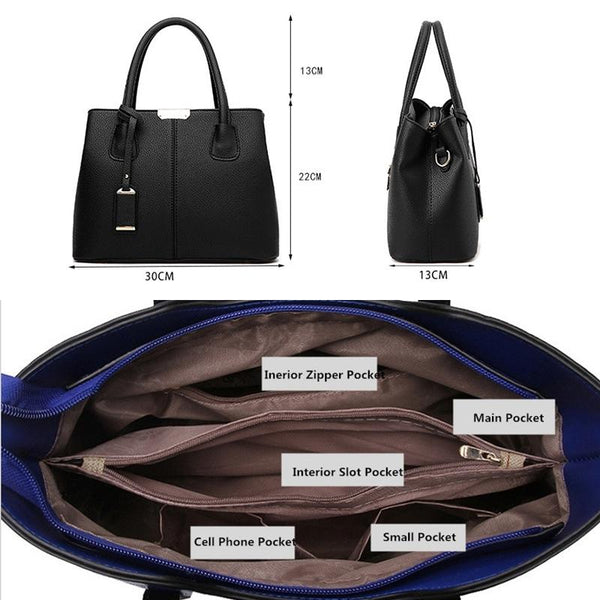 2 In 1 Messenger Bag With Crocodile Pattern And Leather Wallet Dark Blue Bags