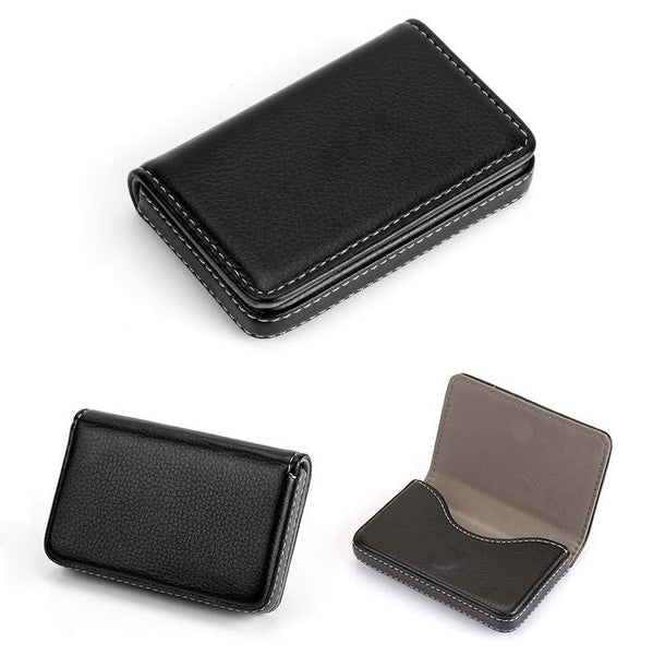 Stainless Steel Magnetic Business Card Holder Pu Leather Case Yellow Business Card Holders