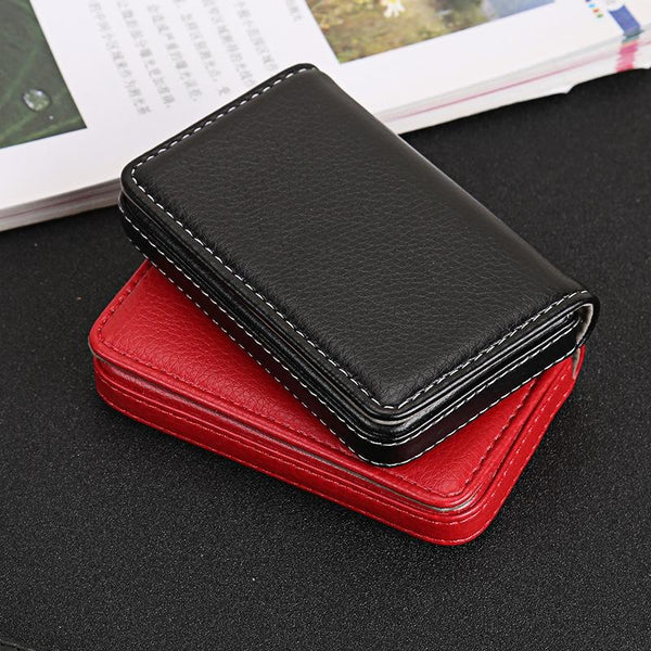 Stainless Steel Magnetic Business Card Holder Pu Leather Case Yellow Business Card Holders
