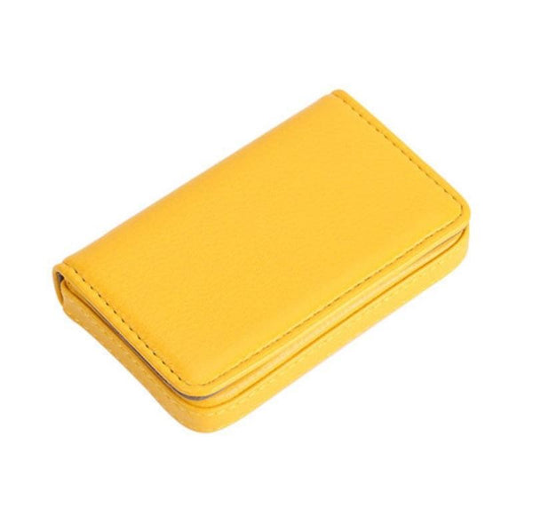 Stainless Steel Magnetic Business Card Holder Pu Leather Case Yellow Business Card Holders