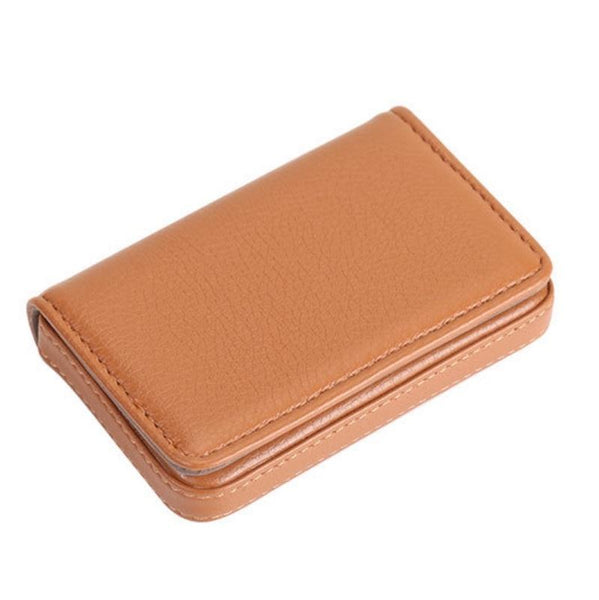 Stainless Steel Magnetic Business Card Holder Pu Leather Case Yellow Business Card Holders