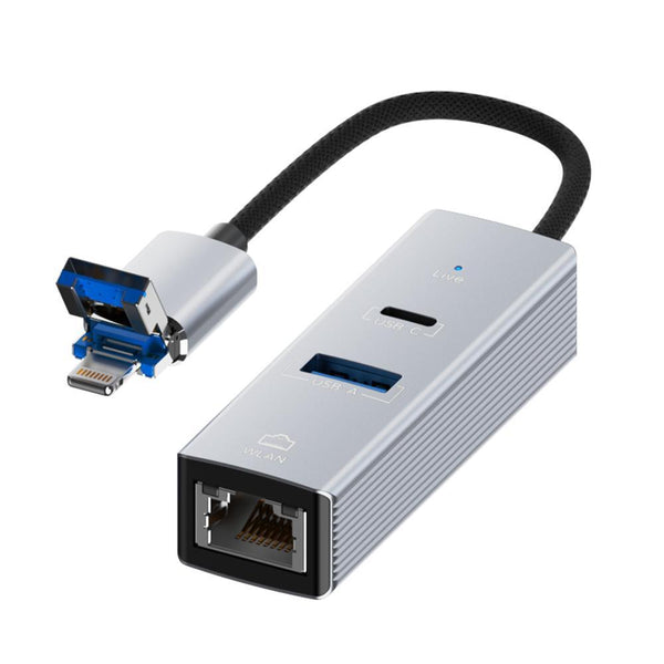 8 Pin To Type C Rj45 Usb A Hub Converter Silver Usb Cables Hubs & Adapters