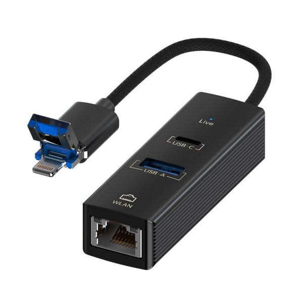 8 Pin To Type C Rj45 Usb A Hub Converter Silver Usb Cables Hubs & Adapters