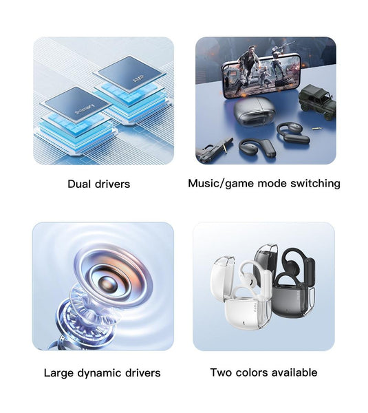 Wireless Bluetooth 5.0 Earphone Ear Mounted White Headphones