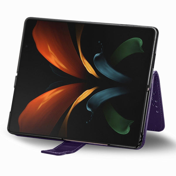 For Samsung Galaxy Z Fold4 5G Embossed Butterfly Love Leather Case Flower Design Blue Cases Covers & Skins