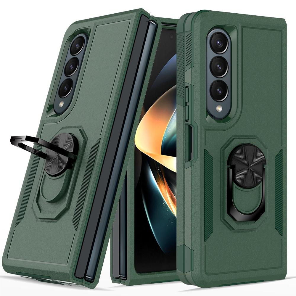 For Samsung Galaxy Z Fold4 5G Tpu Shockproof Case With Ring 2 In 1 Design Dark Green Cases Covers & Skins
