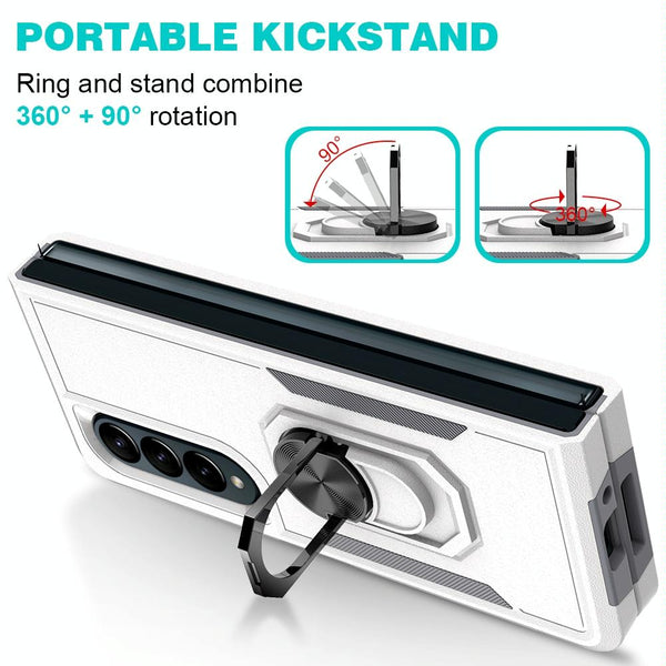 For Samsung Galaxy Z Fold4 5G Tpu Shockproof Case With Ring 2 In 1 Design Dark Green Cases Covers & Skins