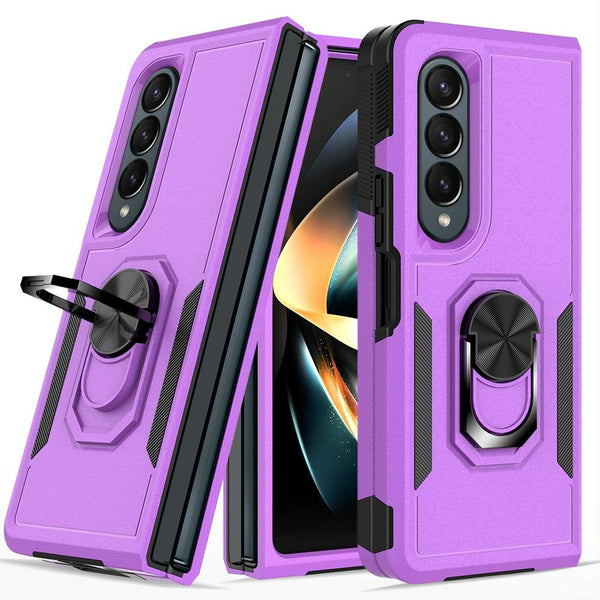 For Samsung Galaxy Z Fold4 5G Tpu Shockproof Case With Ring 2 In 1 Design Dark Green Cases Covers & Skins