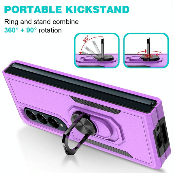 For Samsung Galaxy Z Fold4 5G Tpu Shockproof Case With Ring 2 In 1 Design Dark Green Cases Covers & Skins