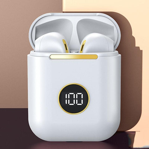 Wireless Sport Bluetooth With Led Display And Noise Reduction White Headphones