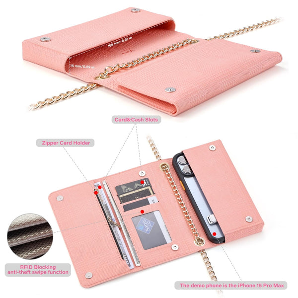 Leather Crossbody Bag With Rfid Protection 20 X 10 3.5Cm Pink Women's Bags & Handbags