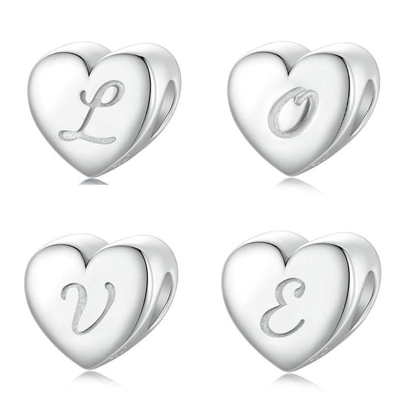 925 Sterling Silver Platinum Plated Love Letters Diy Beads In O Charms & Pendants