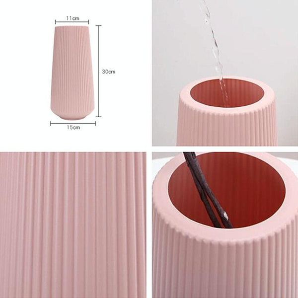 Versatile Plastic Flower Vase For Dry And Wet Arrangements Pink Vases