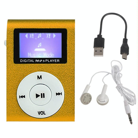 Mini Mp3 Player With Screen 128M+Earphone+Cable Gold Ipods & Mp3 Players