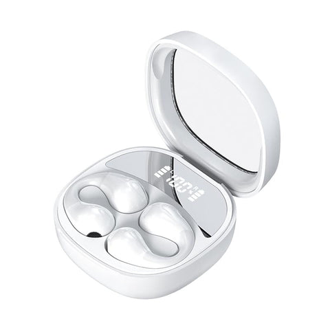 Smart Digital Display Bluetooth Earphones With Transparent Capsule Design White Earbuds