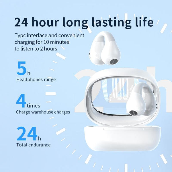 Smart Digital Display Bluetooth Earphones With Transparent Capsule Design White Earbuds