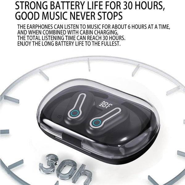 Wireless Stereo Earphones With Charging Case Hanging Design White Earbuds