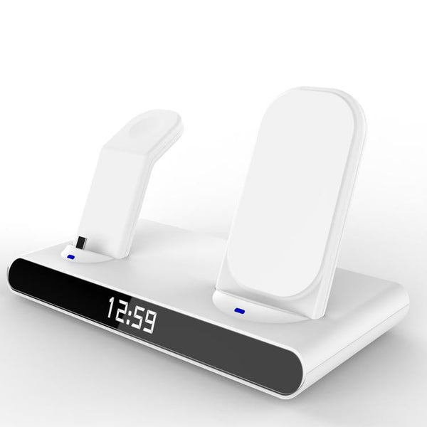 15W Wireless Fast Charge Stand With Clock And Folding Design White Chargers & Cradles