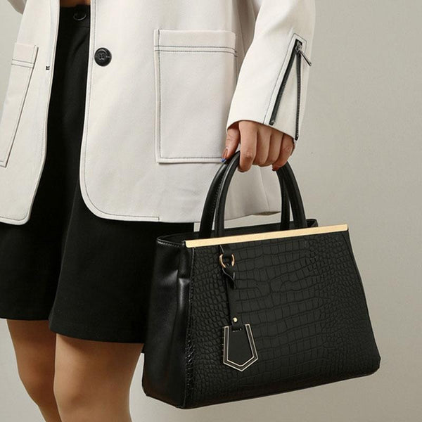 Black Stone Pattern Patchwork Handbag Shoulder / Crossbody Blue Women's Bags & Handbags