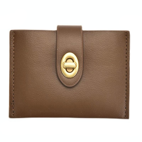 Mini Retro Lock Coin Purse Multi Slot Leather Card Bag Coffee Wallets