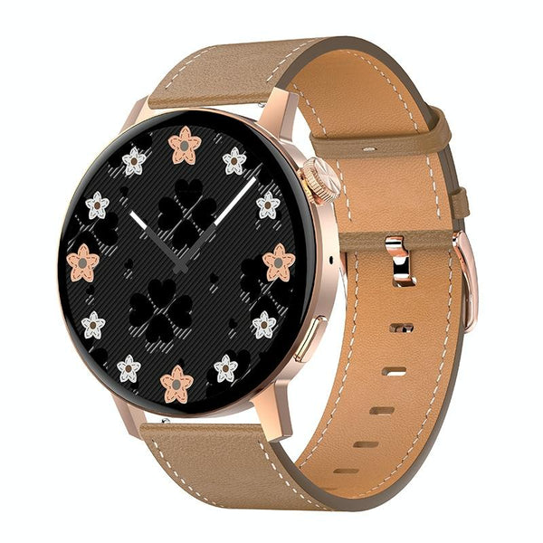 Smart Leather Watch With Colour Screen Silver Smart Watches