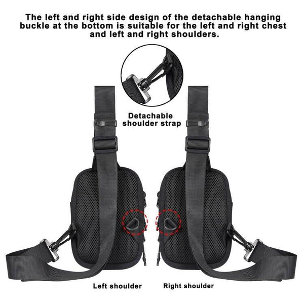 Universal Nylon Chest Bag For 5.5 Inch 7.2 Phones Fashionable Functional Grey Bags