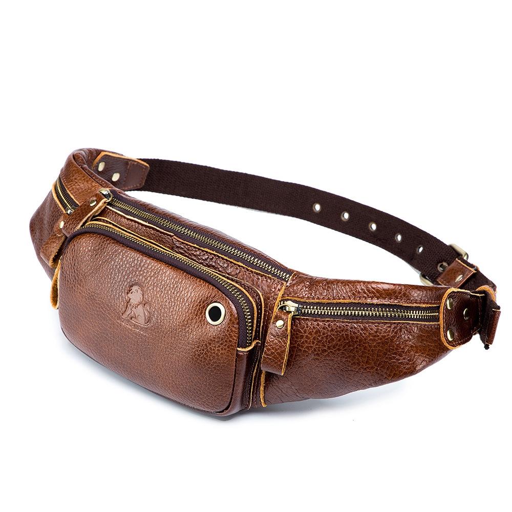 Leather Waist Bag For Men Brown Waist Packs & Bags