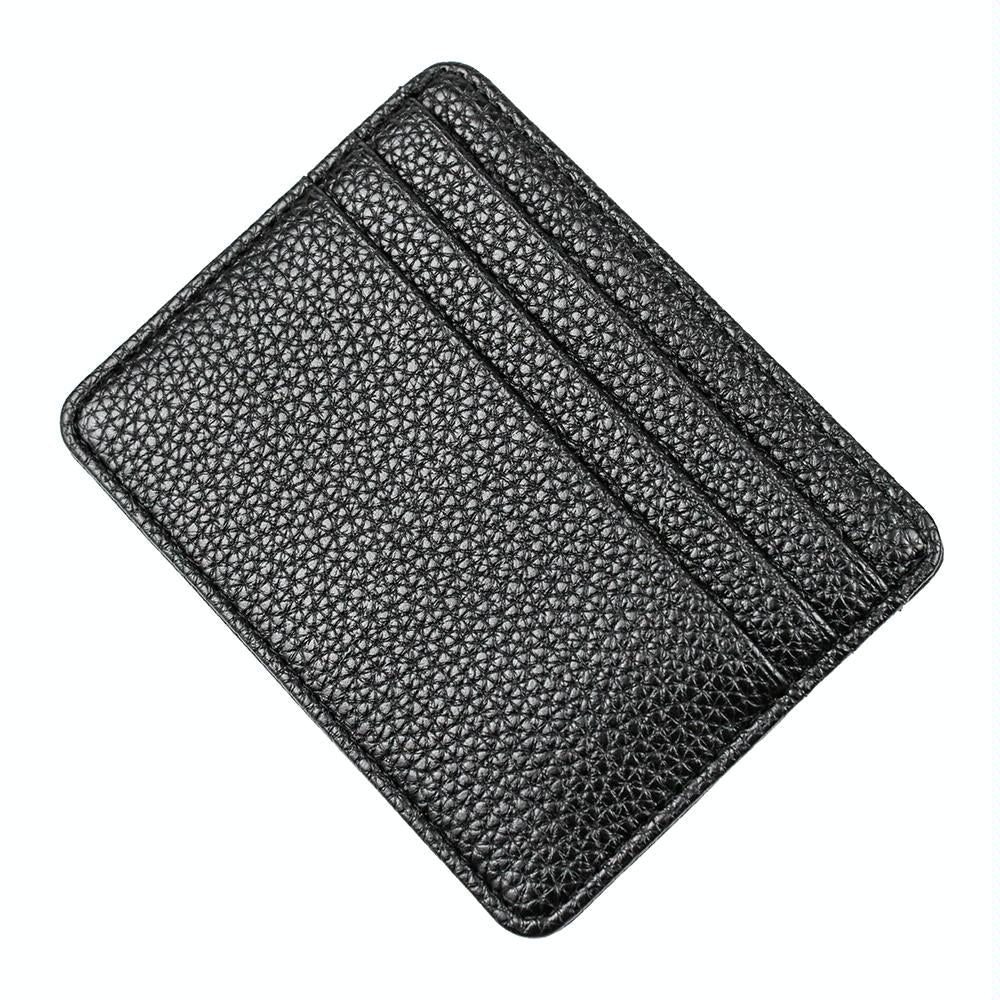 Lychee Pattern Mini Card Holder Multi Slots Ultra Thin Coin Purse Black Business Card Holders