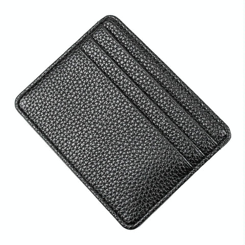 Lychee Pattern Mini Card Holder Multi Slots Ultra Thin Coin Purse Black Business Card Holders