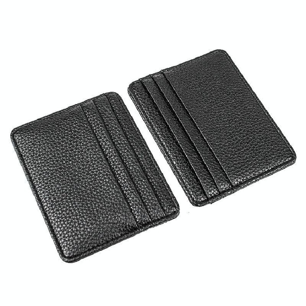 Lychee Pattern Mini Card Holder Multi Slots Ultra Thin Coin Purse Black Business Card Holders