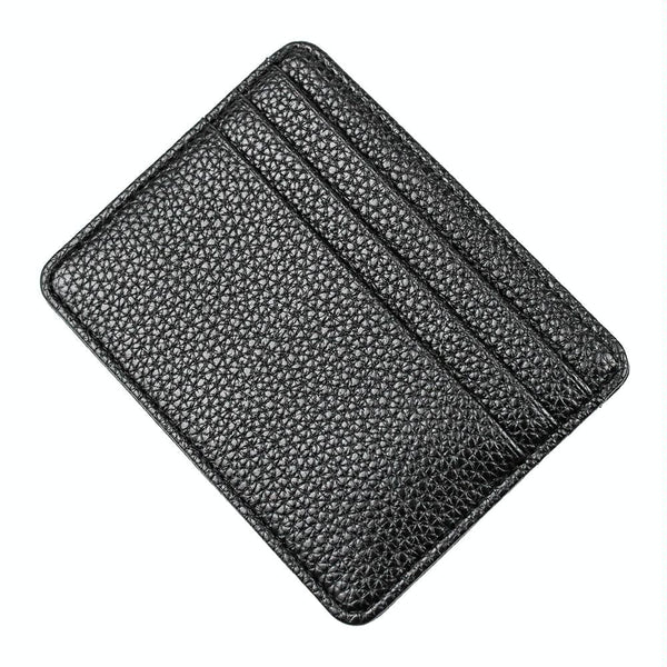 Lychee Pattern Mini Card Holder Multi Slots Ultra Thin Coin Purse Black Business Card Holders