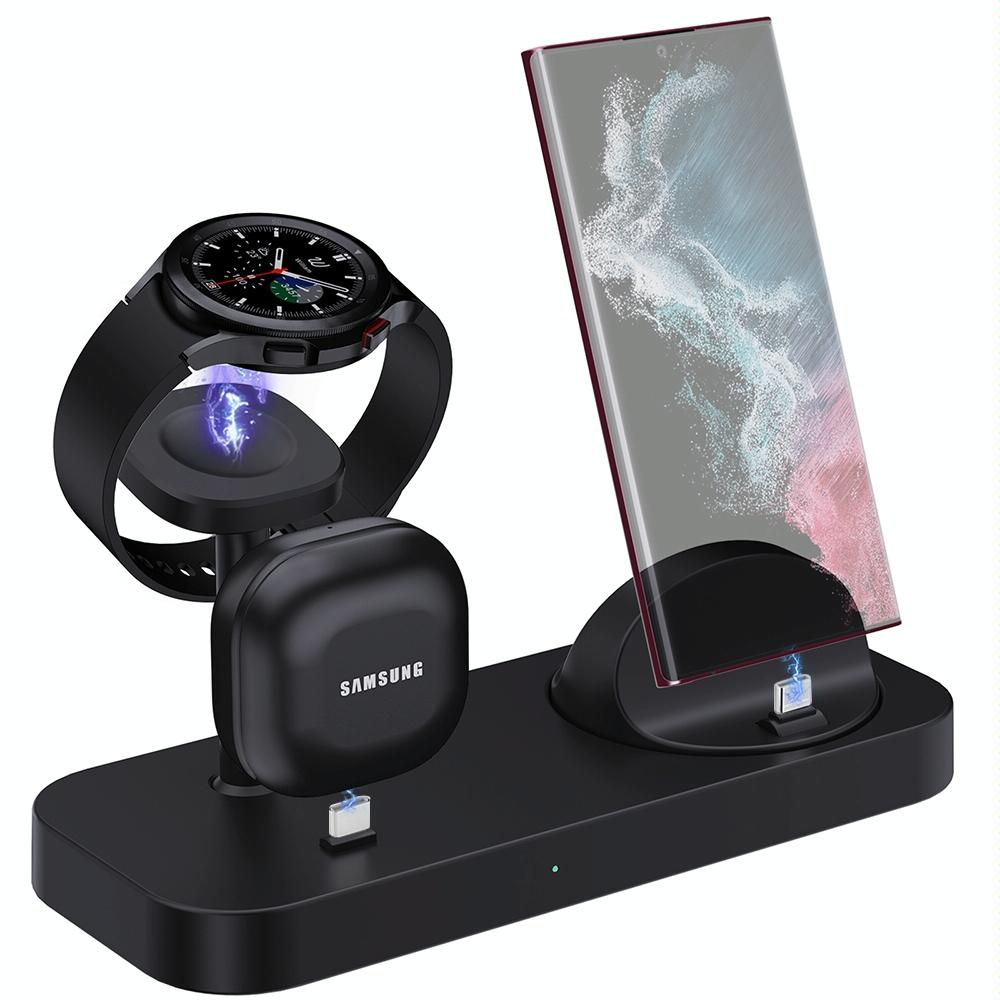 4 In 1 Type C Charging Stand For Samsung Watch And Galaxy Buds Black Chargers & Docking Stations