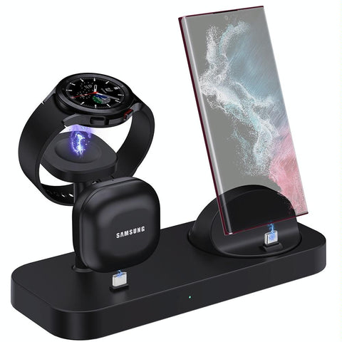 4 In 1 Type C Charging Stand For Samsung Watch And Galaxy Buds Black Chargers & Docking Stations