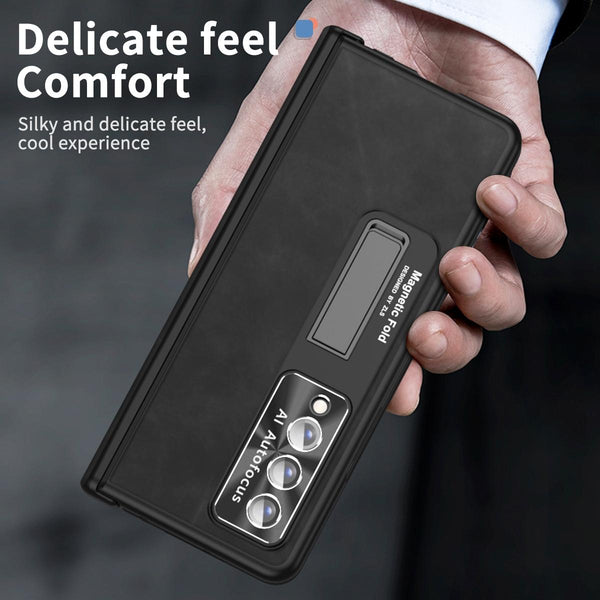 For Samsung Galaxy Z Fold4 5G Magnetic Phone Case Napa Pattern Black Cases Covers & Skins