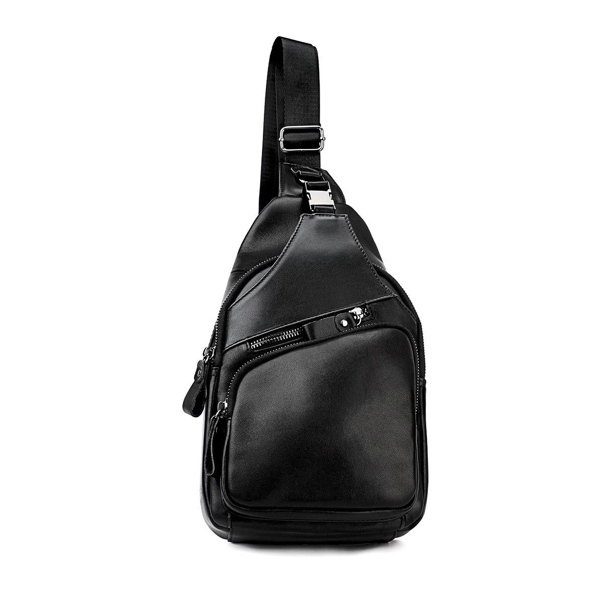 Retro Leather Chest Bag For Men Black Bags