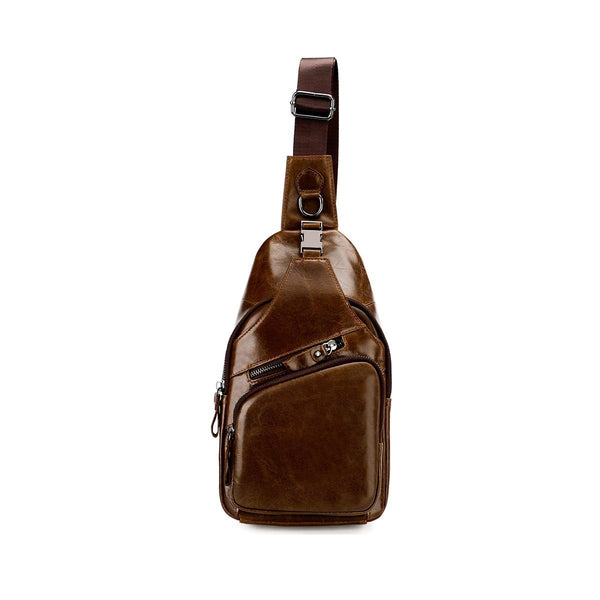 Retro Leather Chest Bag For Men Black Bags